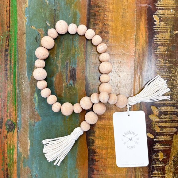 Farmhouse Beads, Decor, Prayer Wood and Twine Decoration - Picture 1 of 3